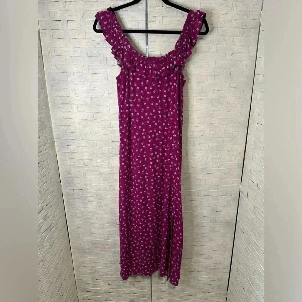 Loft off the shoulder floral purple dress size 00 NWT